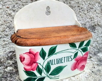 French HBC matches/allumettes container/box/holder hand painted