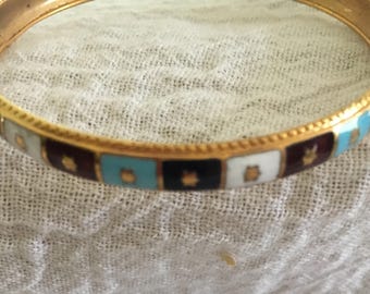 Pretty Vintage Enamel Cloisonne Bangle Bracelet