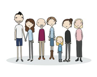A3 Custom Family Portrait Illustration