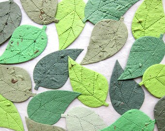 100 Flower Seed Paper Leaves Wedding Favor with Plantable Pots Option