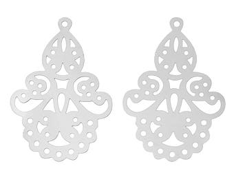 2 prints filigree matte silver chandeliers