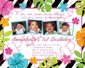 Custom Summer Luau Birthday Party Invitation