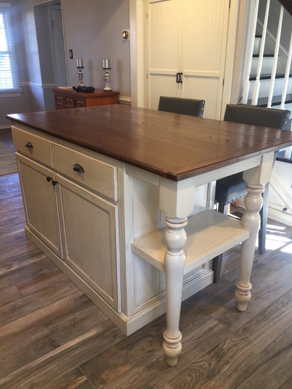 Kitchen island w/ bookshelf