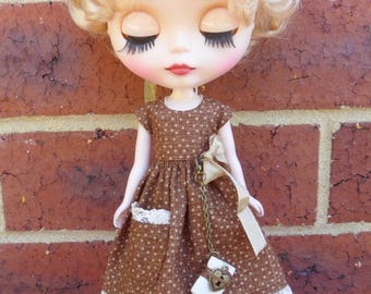 BLYTHE --Brown Spot Dress Set with Pocket Book--