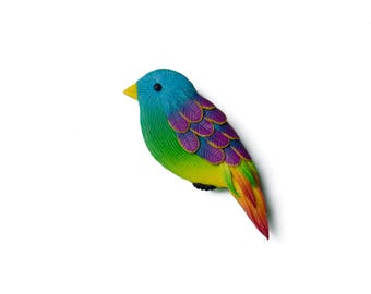 Tropical handmade bird brooch pin colorful brooch rainbow bird brooch pin paradise bird pin bird jewelry multicolor brooch polymer clay bird