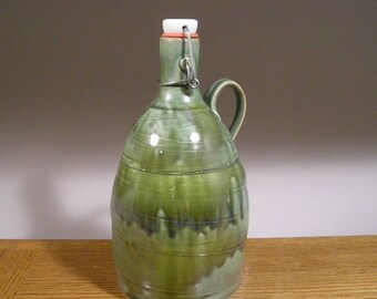 Ceramic Beer Growler , Handmade Growler, Stoneware Pottery Growler , Flip Top 64 ounce Beer Growler