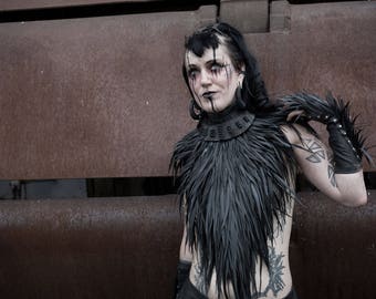 Rubber Feather Neckpiece made from Recycled Bike Tire Inner Tubes