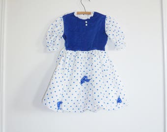 Vintage Blue Polka Dot Bubble Dress