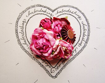 Bon Bon Pink Butter Cream Pearl Roses Medallion Corsage Hand crafted Hair Bow Supply