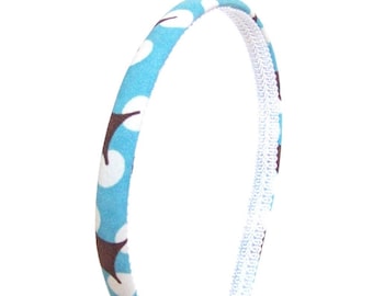 Skinny Retro Dots Headband - Turquoise, Chocolate and Beige