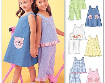 McCall's 4006 Size 6-7-8 Girls Dresses, Tops, and Pants Sewing Pattern / Uncut FF