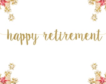 Happy Retirement Glitter Banner Congratulations Gold Letter banner Engagement Banner Retirement weddings bridal showers bachelorette parties