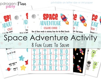 Space Birthday Party Game - Space Adventure Clue Solving Activity - Space Activity Solve the Clues - Instant Download