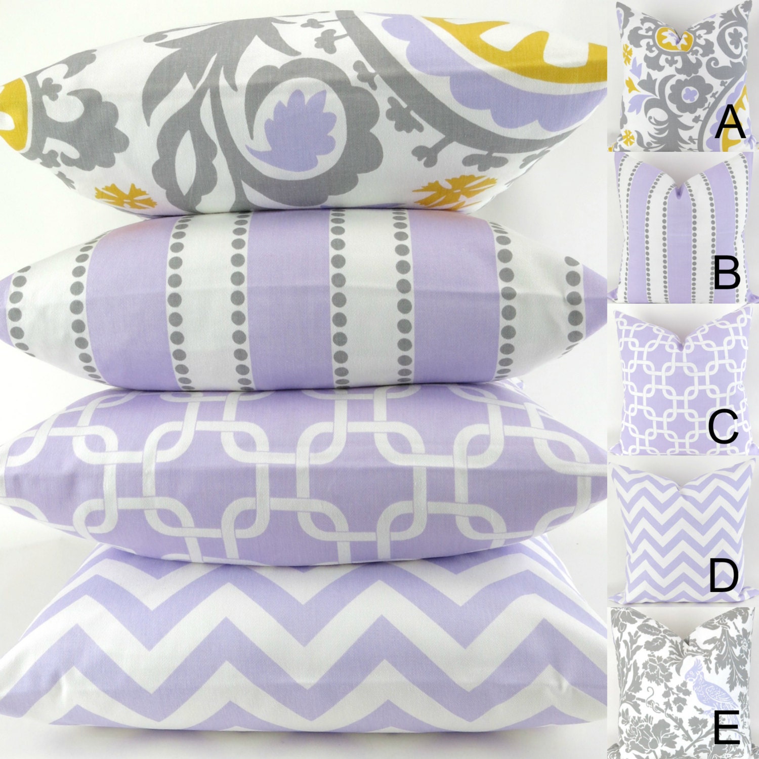 Lavender Cushion Cover 18x18 Mix/Match patterns purple