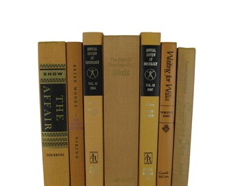 Tan Brown Gold EarthTone Decorative Books, Brown Vintage Books, Home Decor, Old Books , Vintage Photo Props, Table Setting , Wedding Decor