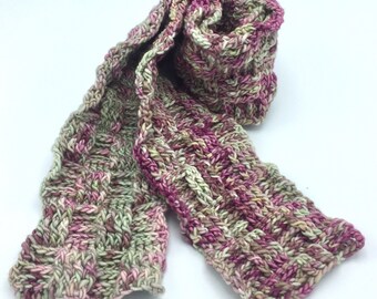 Crochet "Meltaway Mints" Merino Wool Basketweave Scarf