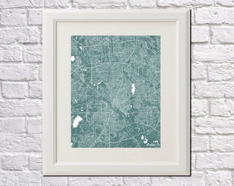 Dallas Street Map Print Map of Dallas Texas City Street Map Poster City Art 7077P