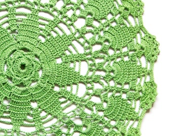 Green hand dyed Crochet Doily Vintage doily