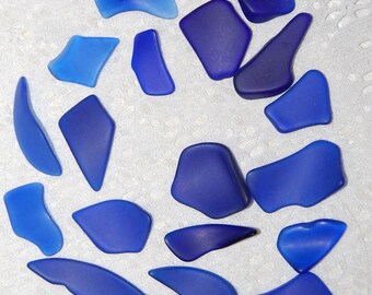 Assorted Cobalt blue Faux Sea Glass recycled glass 18 pieces