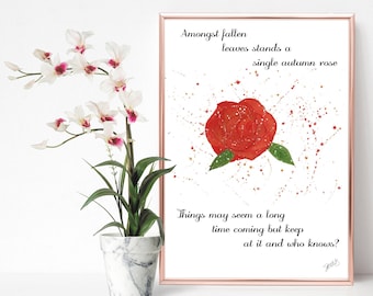 Autumn Rose Rhyme A4 Poster Print