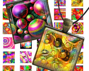 Instant Download Collage Sheet 40pc, 1x1 inch, 20pc Different Printable Special Abstract Image Jewelry Pendant Magnets