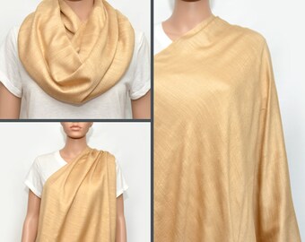 Nursing cover scarf, nursing cover, nursing scarf, infinity scarf, breastfeeding cover, nursing infinity scarf, yellow scarf, beige scarf