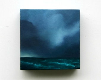 Seascape painting, original oil painting, clouds, wall art, ocean, home decor - Stormscape series ninety nine