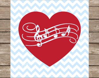 Heart Svg, Musical Notes svg, Music svg, Treble Clef svg, Musical staff svg, Music svg files, Notes svg, Love svg, svg files for cricut, svg