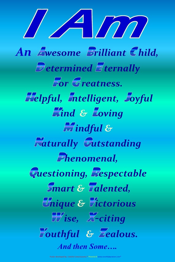 Positive Affirmation for children I Am Affirmation Black