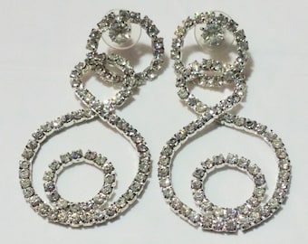Vintage Circular Rhinestone Earrings