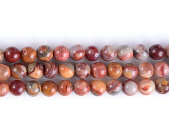 6MM318 Red Crazy Lace Agate round ball loose gemstone beads 16"