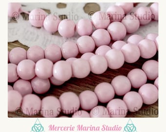 40 round 6mm pink glass beads