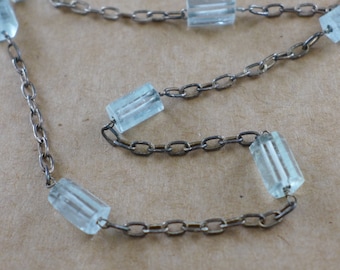 Aquamarine and Oxidized Sterling Toggle Necklace
