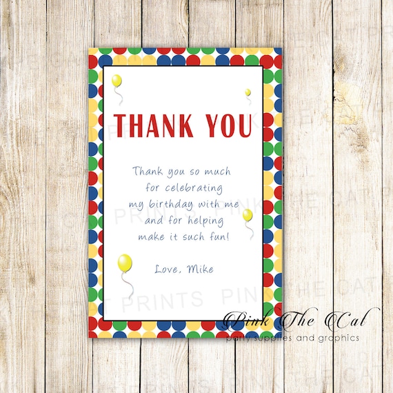 Kids Birthday Thank You Card Boy Birthday Thank You Note with