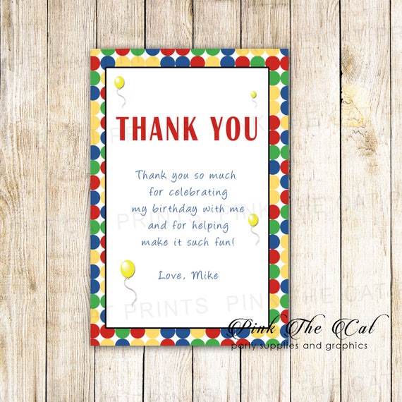 Kids Birthday Thank You Card Boy Birthday Thank You Note with