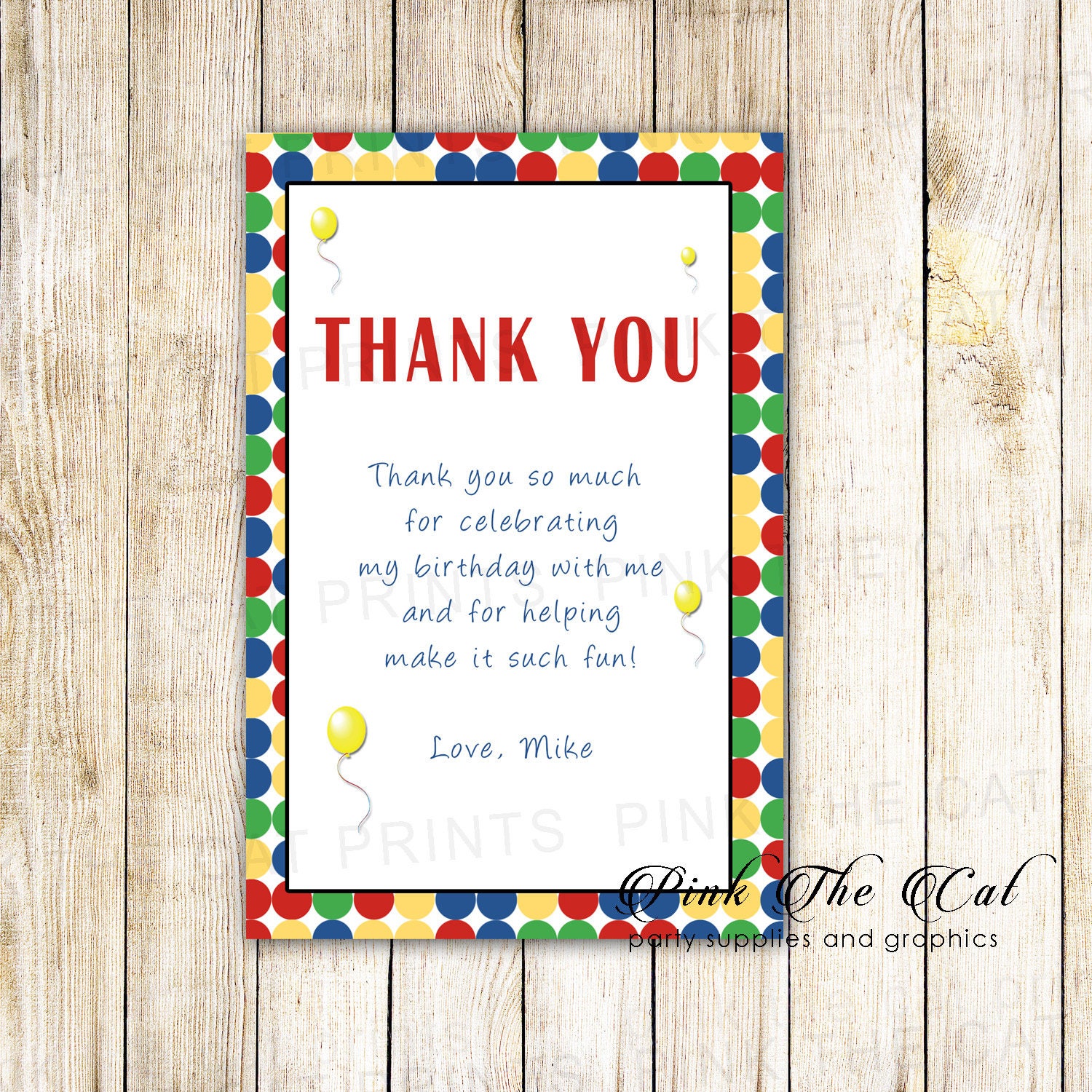 Kids Birthday Thank You Card Boy Birthday Thank You Note with