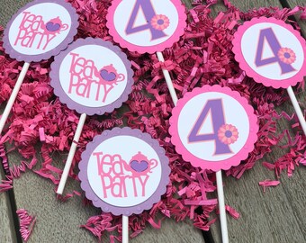 Tea Time/ Cupcake Toppers/ Set of 12