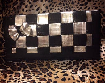Sale Silver and Black Woven Duct Tape Womans Wallet