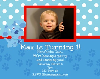 Custom Printable Blues Clues Birthday Photo Invitation