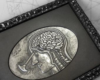 Transorbital : hand embossed anatomical repoussé metal wall art