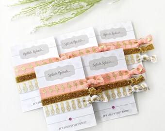 Pineapple and Flamingo Party Favors for Girls, Hair Tie Favors, Flamingo Birthday Decorations, Unique Party Favors, Tropical Party Favors