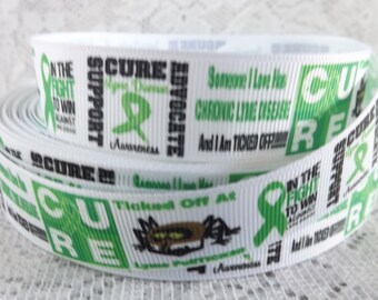 Lyme disease Ribbon 7/8 lyme disease grosgrain ribbon lyme disease awareness ribbon tick disease