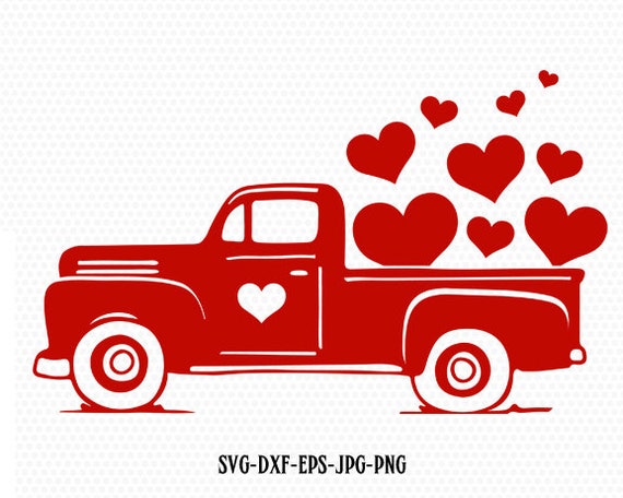 Download Valentines red Truck Svg Valentines vintageTruck Valentines