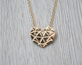 So origami - Golden Heart pendant necklace