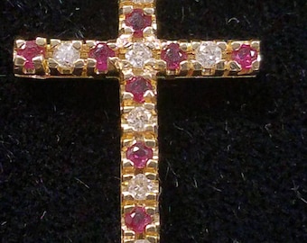 Gold Cross with Rubies and Diamonds