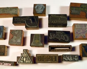 Vintage Letterpress Printing Blocks Bulk Lot 15 pieces