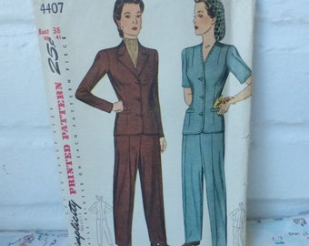 Rescued Vintage Simplicity Pattern 4407 Women's Slack Suit Size 38