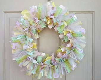 New Baby Wreath for Hospital, Welcome Baby Shower Decor, Gender Neutral Baby Nursery Decor, Bridal Shower Decor, Pastel Wreath, Party Decor