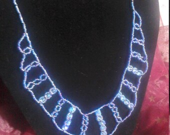 Blue seed beads necklace