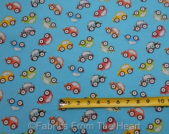 VW Bug Cars on Blue Retro Are w There Yet? BY YARDS Henry Glass Cotton Fabric